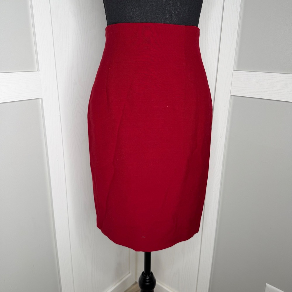 Tomaso Stefanelli Pencil Skirt Womens 40 Small Red 100% Wool High Waist Italy